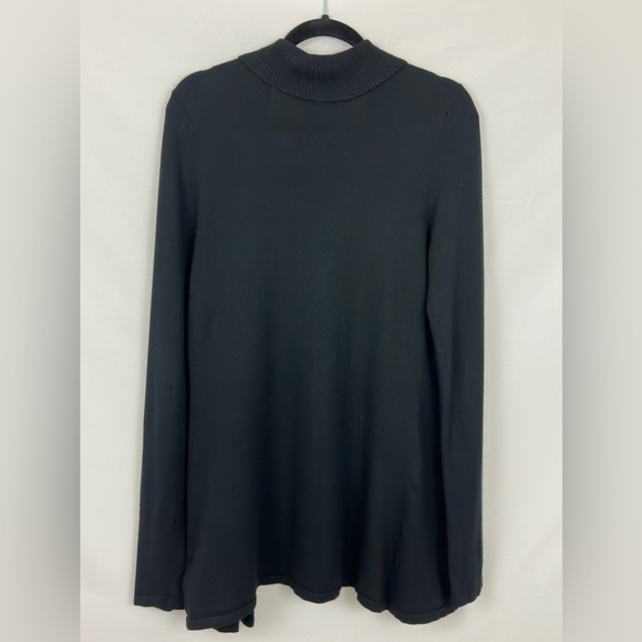WH/BM Black Tunic Length Open Front Cascade Cardigan Silk/Rabbit Hair Mi… - Picture 4 of 6